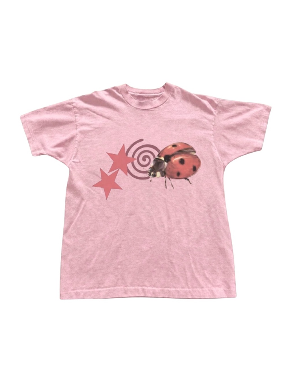 Gildan Pink Ladybug Graphic Short Sleeve Tee